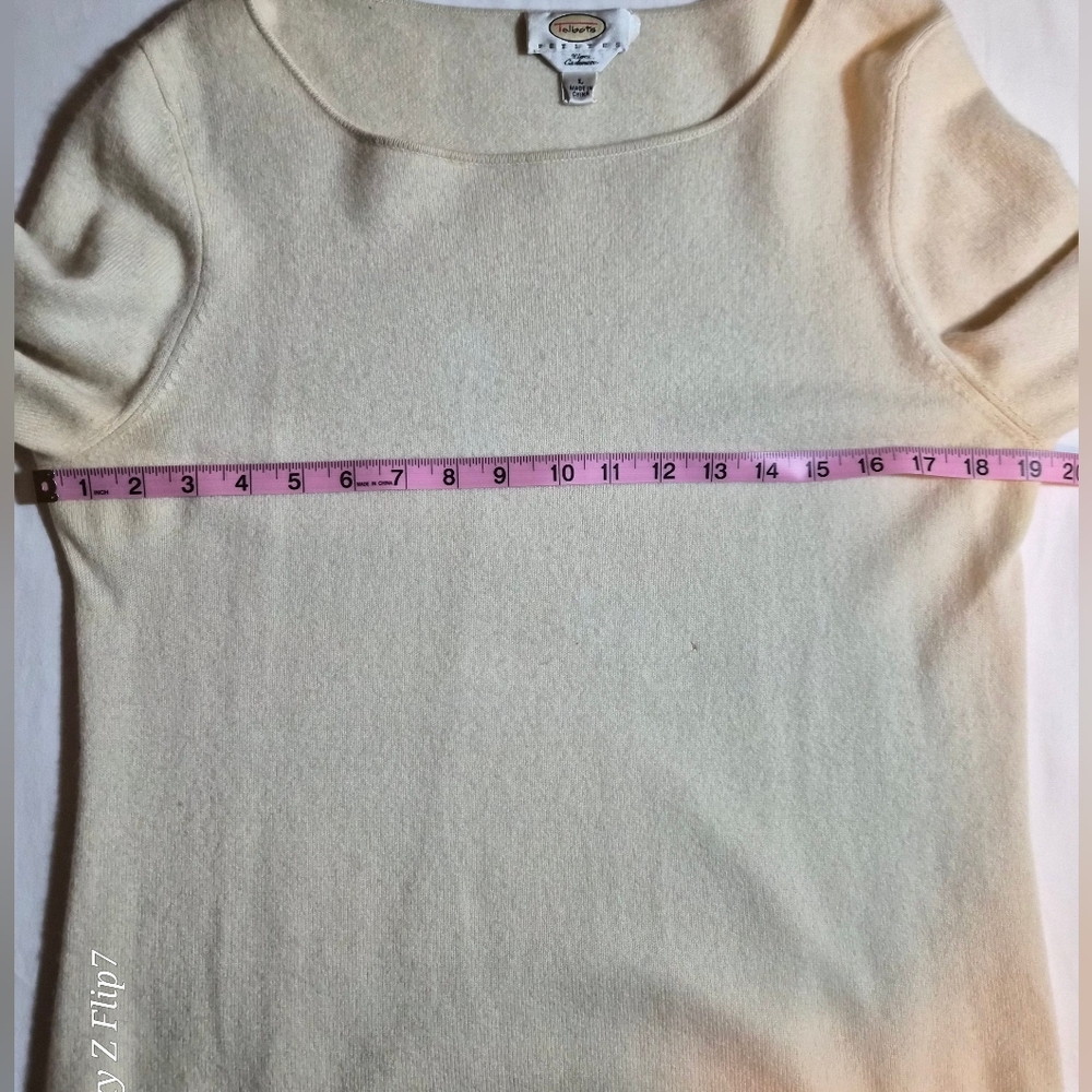 ​Talbots Petites 100% Pure Cashmere Cream Crewneck Sweater Size PL - Picture 4 of 10